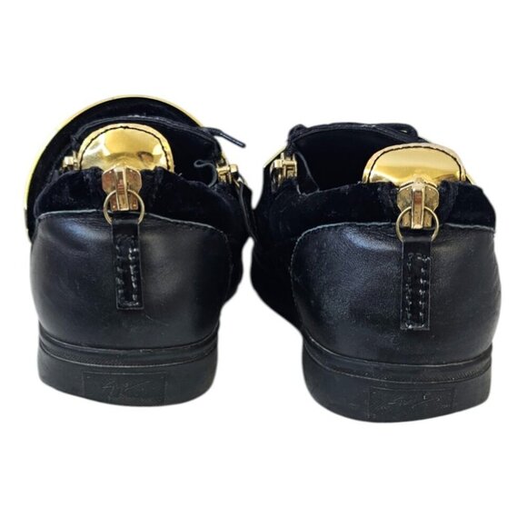 Giuseppe Zanotti Mens Metal Strap Low Top Velvet Shoes, Black, Gold, Sz 40 /US 7 - Picture 5 of 10